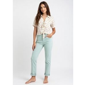 Buffalo David Bitton Women's Mint Green Cropped Jeans Sz 29 Rolled Hem Cotton VG